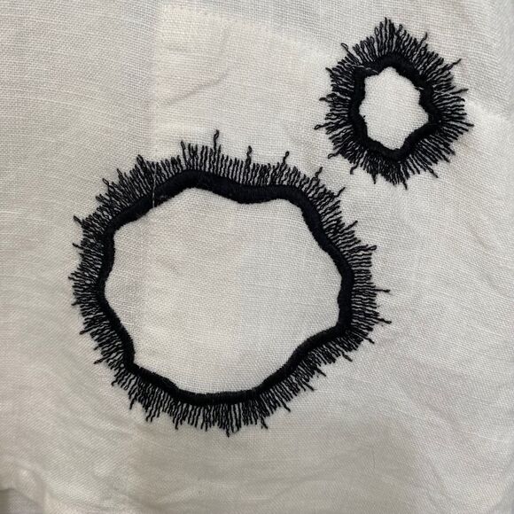 Snapdragon & Twig White Linen Blouse Boxy Lightweight Black Embroidery Size M - Picture 4 of 9